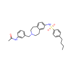 CCCCc1ccc(S(=O)(=O)Nc2ccc3c(c2)CCN(Cc2cccc(NC(C)=O)c2)CC3)cc1 ZINC000049089694