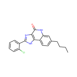 CCCCc1ccc2c(c1)[nH]c(=O)c1nc(-c3ccccc3Cl)[nH]c12 ZINC000096270724