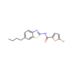 CCCCc1ccc2nc(NC(=O)c3ccc(Br)o3)sc2c1 ZINC000002177837