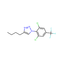 CCCCc1cn(-c2c(Cl)cc(C(F)(F)F)cc2Cl)nn1 ZINC000028825623