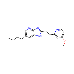 CCCCc1cnc2nc(CCc3cc(OC)ccn3)[nH]c2c1 ZINC000072108832