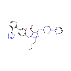 CCCCc1nc(CN2CCN(c3ccccn3)CC2)c(C(=O)O)n1Cc1ccc(-c2ccccc2-c2nnn[nH]2)cc1 ZINC000026376780