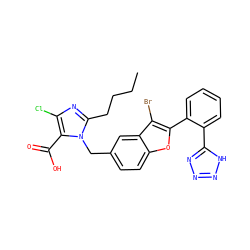 CCCCc1nc(Cl)c(C(=O)O)n1Cc1ccc2oc(-c3ccccc3-c3nnn[nH]3)c(Br)c2c1 ZINC000001552379