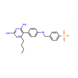 CCCCc1nc(N)nc(N)c1-c1ccc(NCc2ccc(S(C)(=O)=O)cc2)cc1 ZINC000036349105