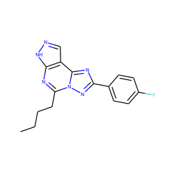 CCCCc1nc2[nH]ncc2c2nc(-c3ccc(F)cc3)nn12 ZINC000003945777