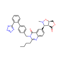 CCCCc1nc2ccc([C@@H]3[C@@H]4C(=O)OC[C@@H]4ON3C)cc2c(=O)n1Cc1ccc(-c2ccccc2-c2nnn[nH]2)cc1 ZINC000029481838
