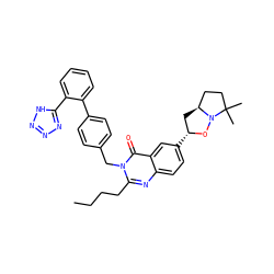 CCCCc1nc2ccc([C@@H]3C[C@H]4CCC(C)(C)N4O3)cc2c(=O)n1Cc1ccc(-c2ccccc2-c2nnn[nH]2)cc1 ZINC000029406501