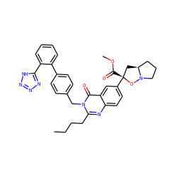 CCCCc1nc2ccc([C@]3(C(=O)OC)C[C@H]4CCCN4O3)cc2c(=O)n1Cc1ccc(-c2ccccc2-c2nnn[nH]2)cc1 ZINC000029414109