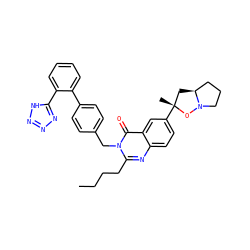 CCCCc1nc2ccc([C@]3(C)C[C@H]4CCCN4O3)cc2c(=O)n1Cc1ccc(-c2ccccc2-c2nnn[nH]2)cc1 ZINC000003842589