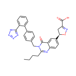 CCCCc1nc2ccc([C@H]3CC(C(=O)O)=NO3)cc2c(=O)n1Cc1ccc(-c2ccccc2-c2nnn[nH]2)cc1 ZINC000003843006