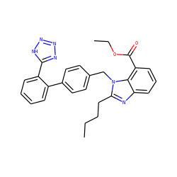 CCCCc1nc2cccc(C(=O)OCC)c2n1Cc1ccc(-c2ccccc2-c2nnn[nH]2)cc1 ZINC000013828056