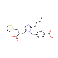 CCCCc1ncc(/C=C(\Cc2cccs2)C(=O)O)n1Cc1ccc(C(=O)O)cc1 ZINC000029319828