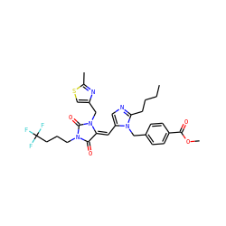 CCCCc1ncc(/C=C2/C(=O)N(CCCC(F)(F)F)C(=O)N2Cc2csc(C)n2)n1Cc1ccc(C(=O)OC)cc1 ZINC000027214340