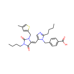 CCCCc1ncc(/C=C2/C(=O)N(CCCC)C(=O)N2Cc2cc(C)cs2)n1Cc1ccc(C(=O)O)cc1 ZINC000100715799