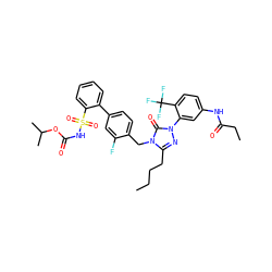 CCCCc1nn(-c2cc(NC(=O)CC)ccc2C(F)(F)F)c(=O)n1Cc1ccc(-c2ccccc2S(=O)(=O)NC(=O)OC(C)C)cc1F ZINC000027205509