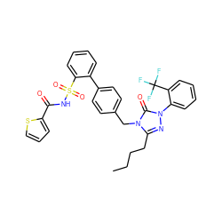 CCCCc1nn(-c2ccccc2C(F)(F)F)c(=O)n1Cc1ccc(-c2ccccc2S(=O)(=O)NC(=O)c2cccs2)cc1 ZINC000003922580