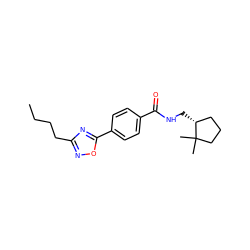 CCCCc1noc(-c2ccc(C(=O)NC[C@@H]3CCCC3(C)C)cc2)n1 ZINC000001548802