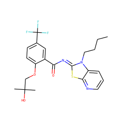 CCCCn1/c(=N/C(=O)c2cc(C(F)(F)F)ccc2OCC(C)(C)O)sc2ncccc21 ZINC000117681149