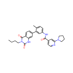 CCCCn1c(=O)[nH]c2cc(-c3cc(NC(=O)c4ccnc(N5CCCC5)c4)ccc3C)ccc2c1=O ZINC000040976459