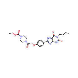 CCCCn1c(=O)[nH]c2nc(-c3ccc(OCC(=O)N4CCN(C(=O)OCC)CC4)cc3)[nH]c2c1=O ZINC000013473008