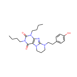 CCCCn1c(=O)c2c(nc3n2CCCN3CCc2ccc(O)cc2)n(CCCC)c1=O ZINC000653822607