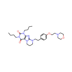 CCCCn1c(=O)c2c(nc3n2CCCN3CCc2ccc(OCCN3CCOCC3)cc2)n(CCCC)c1=O ZINC000653822801