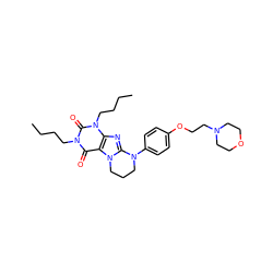 CCCCn1c(=O)c2c(nc3n2CCCN3c2ccc(OCCN3CCOCC3)cc2)n(CCCC)c1=O ZINC000653835834