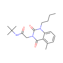 CCCCn1c(=O)n(CC(=O)NC(C)(C)C)c(=O)c2c(C)cccc21 ZINC001772604888