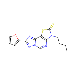 CCCCn1c(=S)sc2c1ncn1nc(-c3ccco3)nc21 ZINC000049109931