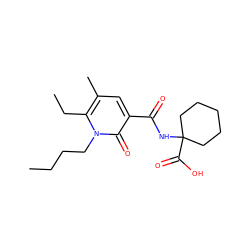 CCCCn1c(CC)c(C)cc(C(=O)NC2(C(=O)O)CCCCC2)c1=O ZINC000084596864