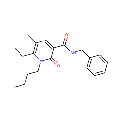 CCCCn1c(CC)c(C)cc(C(=O)NCc2ccccc2)c1=O ZINC000096928370