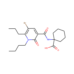 CCCCn1c(CCC)c(Br)cc(C(=O)NC2(C(=O)O)CCCCC2)c1=O ZINC000084616714