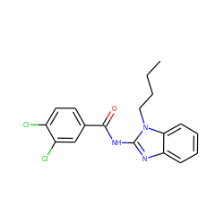 CCCCn1c(NC(=O)c2ccc(Cl)c(Cl)c2)nc2ccccc21 ZINC000036184962