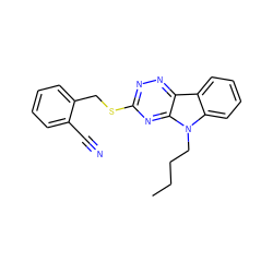 CCCCn1c2ccccc2c2nnc(SCc3ccccc3C#N)nc21 ZINC000205099293