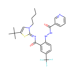 CCCCn1cc(C(C)(C)C)s/c1=N\C(=O)c1cc(C(F)(F)F)ccc1NNC(=O)c1cccnc1 ZINC000143340761