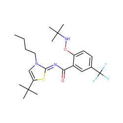 CCCCn1cc(C(C)(C)C)s/c1=N\C(=O)c1cc(C(F)(F)F)ccc1ONC(C)(C)C ZINC000142867746