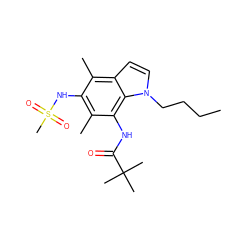 CCCCn1ccc2c(C)c(NS(C)(=O)=O)c(C)c(NC(=O)C(C)(C)C)c21 ZINC000043024901