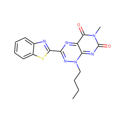 CCCCn1nc(-c2nc3ccccc3s2)nc2c(=O)n(C)c(=O)nc1-2 ZINC000043079893