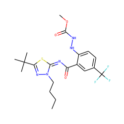 CCCCn1nc(C(C)(C)C)s/c1=N/C(=O)c1cc(C(F)(F)F)ccc1NNC(=O)OC ZINC000113477867