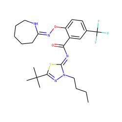 CCCCn1nc(C(C)(C)C)s/c1=N\C(=O)c1cc(C(F)(F)F)ccc1O/N=C1/CCCCCN1 ZINC000113479110