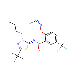 CCCCn1nc(C(C)(C)C)s/c1=N\C(=O)c1cc(C(F)(F)F)ccc1ON=C(C)C ZINC000113477526