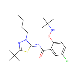 CCCCn1nc(C(C)(C)C)s/c1=N\C(=O)c1cc(Cl)ccc1ONC(C)(C)C ZINC000113478526