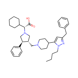 CCCCn1nc(Cc2ccccc2)cc1C1CCN(C[C@H]2CN([C@@H](C(=O)O)C3CCCCC3)C[C@@H]2c2ccccc2)CC1 ZINC000028011905