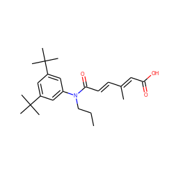 CCCN(C(=O)/C=C/C(C)=C/C(=O)O)c1cc(C(C)(C)C)cc(C(C)(C)C)c1 ZINC000036241986