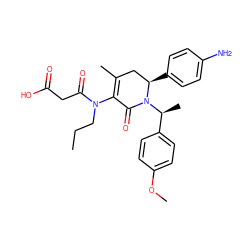 CCCN(C(=O)CC(=O)O)C1=C(C)C[C@@H](c2ccc(N)cc2)N([C@@H](C)c2ccc(OC)cc2)C1=O ZINC000028869449