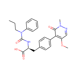 CCCN(C(=O)N[C@@H](Cc1ccc(-c2c(OC)cnn(C)c2=O)cc1)C(=O)O)c1ccccc1 ZINC000013704628