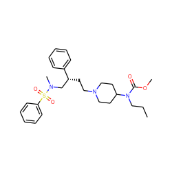 CCCN(C(=O)OC)C1CCN(CC[C@H](CN(C)S(=O)(=O)c2ccccc2)c2ccccc2)CC1 ZINC000026497179