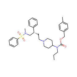 CCCN(C(=O)OCc1ccc(C)cc1)C1CCN(CC[C@H](CN(C)S(=O)(=O)c2ccccc2)c2ccccc2)CC1 ZINC000026495284