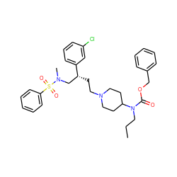 CCCN(C(=O)OCc1ccccc1)C1CCN(CC[C@H](CN(C)S(=O)(=O)c2ccccc2)c2cccc(Cl)c2)CC1 ZINC000026499535