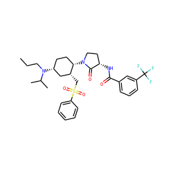 CCCN(C(C)C)[C@@H]1CC[C@H](N2CC[C@H](NC(=O)c3cccc(C(F)(F)F)c3)C2=O)[C@H](CS(=O)(=O)c2ccccc2)C1 ZINC000049781299